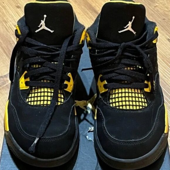 Air Jordan Retro 4 Thunders Black/Yellow '12 - Picture 2 of 4